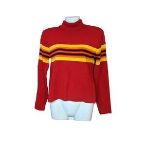 SIX red and yellow striped turtleneck  sweater size m